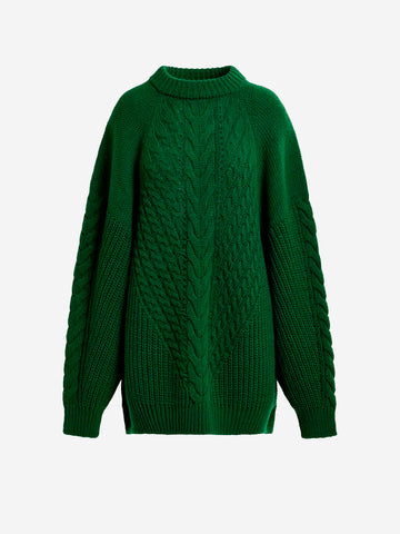 Maglione a trecce verde