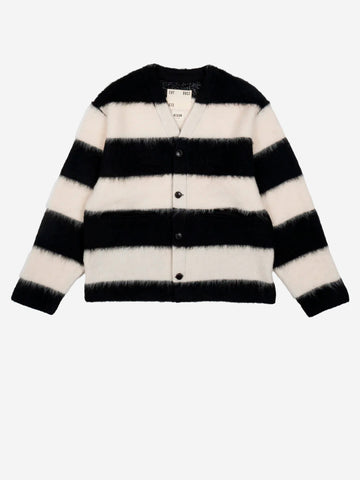 GIRLS OF DUST Baseball cardigan a righe Nero bianco