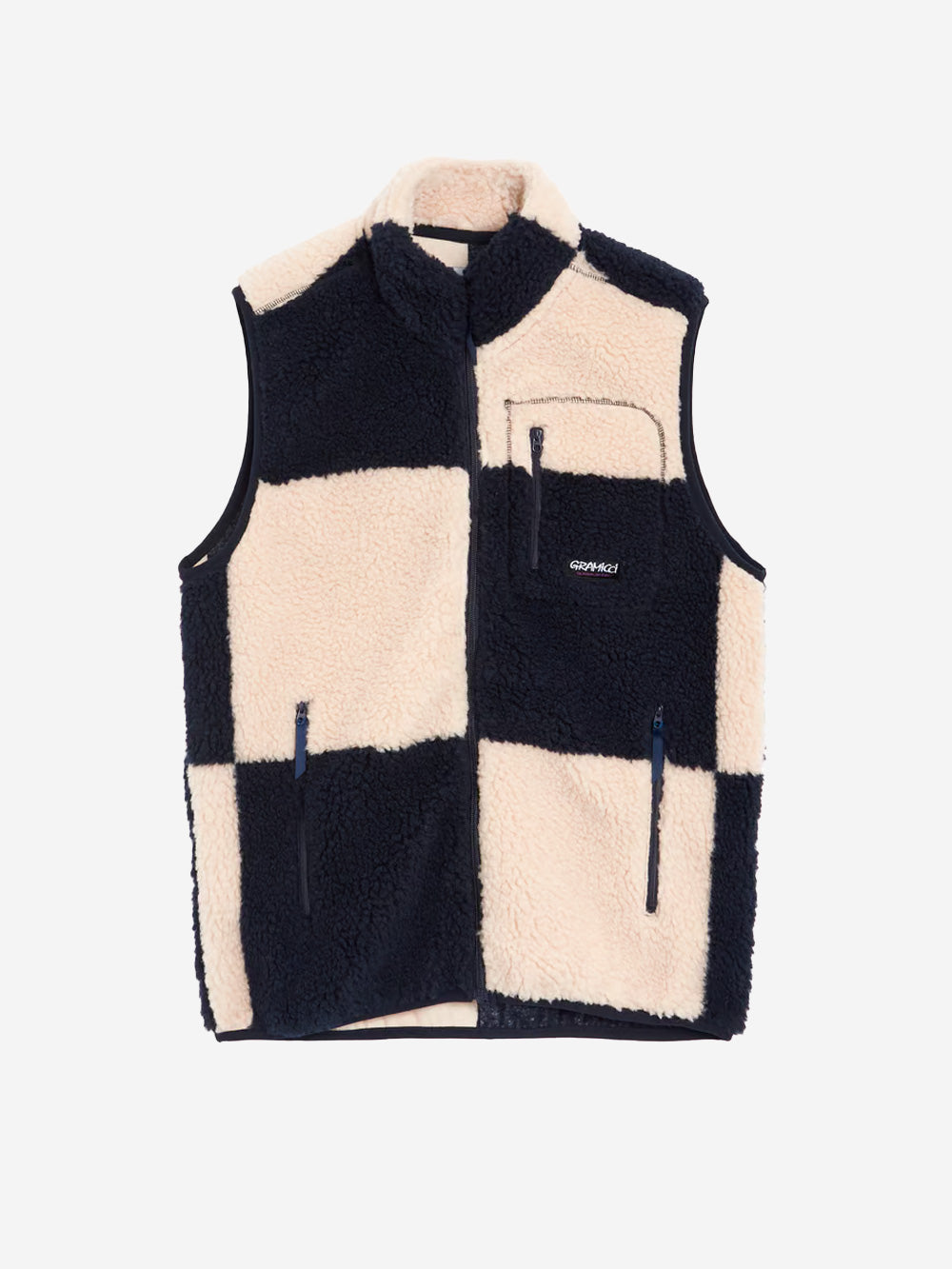 GRAMICCI Gilet Checkered Sherpa navy Navy Urbanstaroma