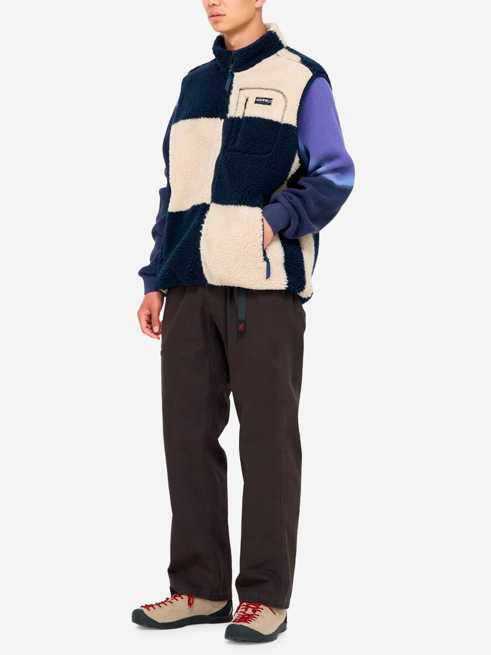 GRAMICCI Gilet Checkered Sherpa navy Navy Urbanstaroma