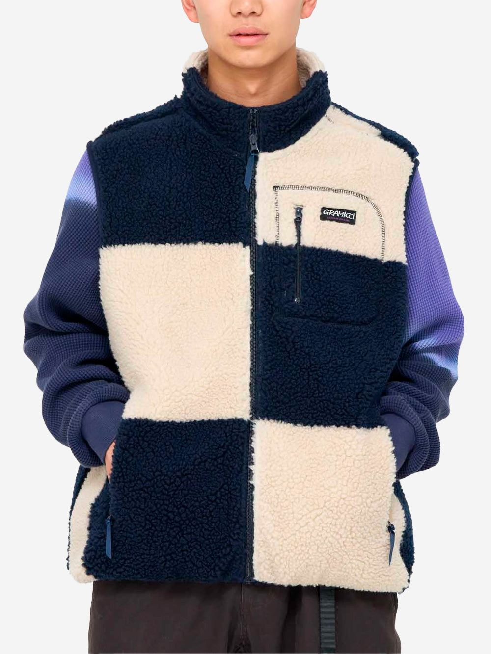 GRAMICCI Gilet Checkered Sherpa navy Navy Urbanstaroma