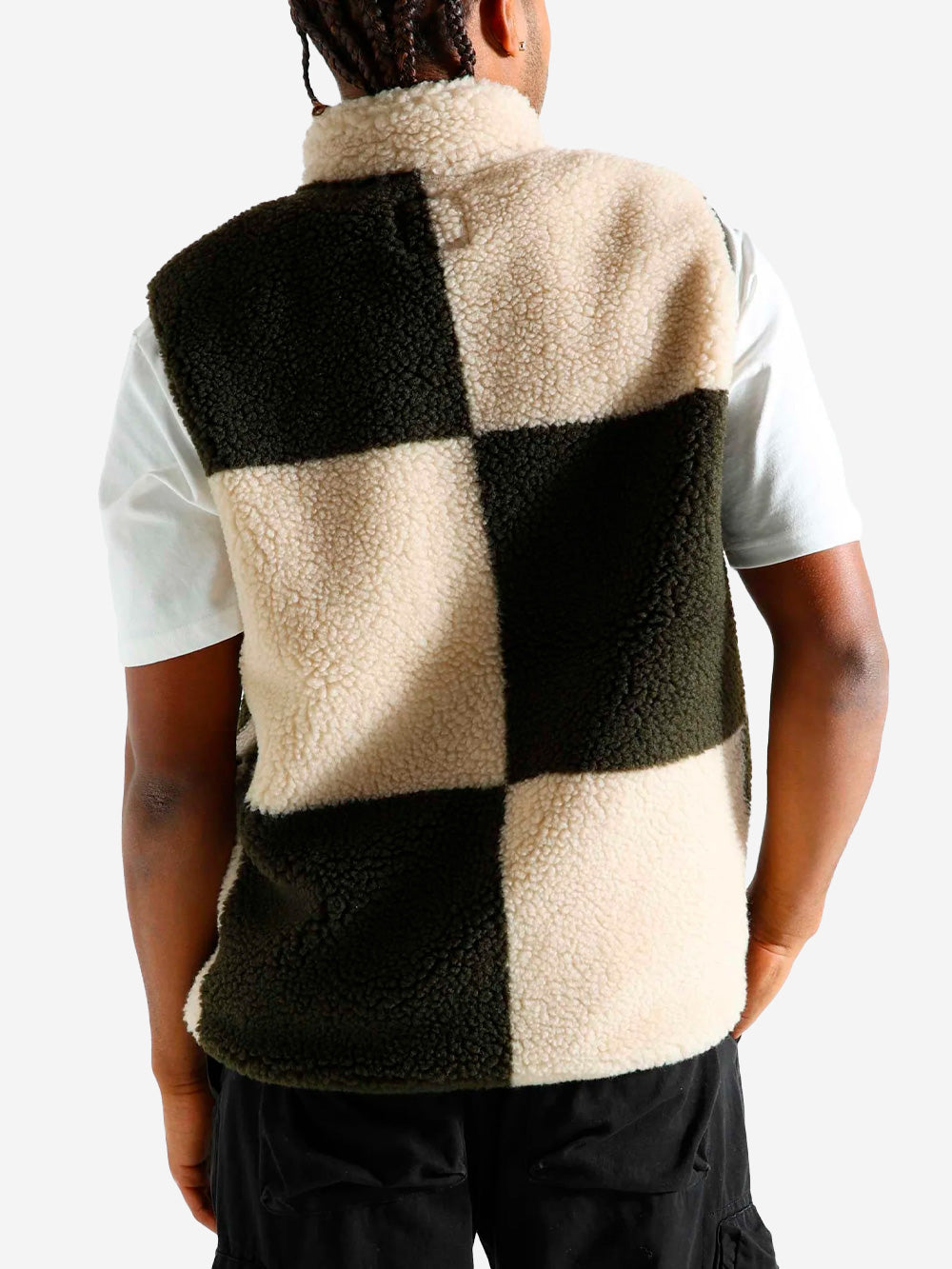 GRAMICCI Gilet Checkered Sherpa oliva Oliva Urbanstaroma