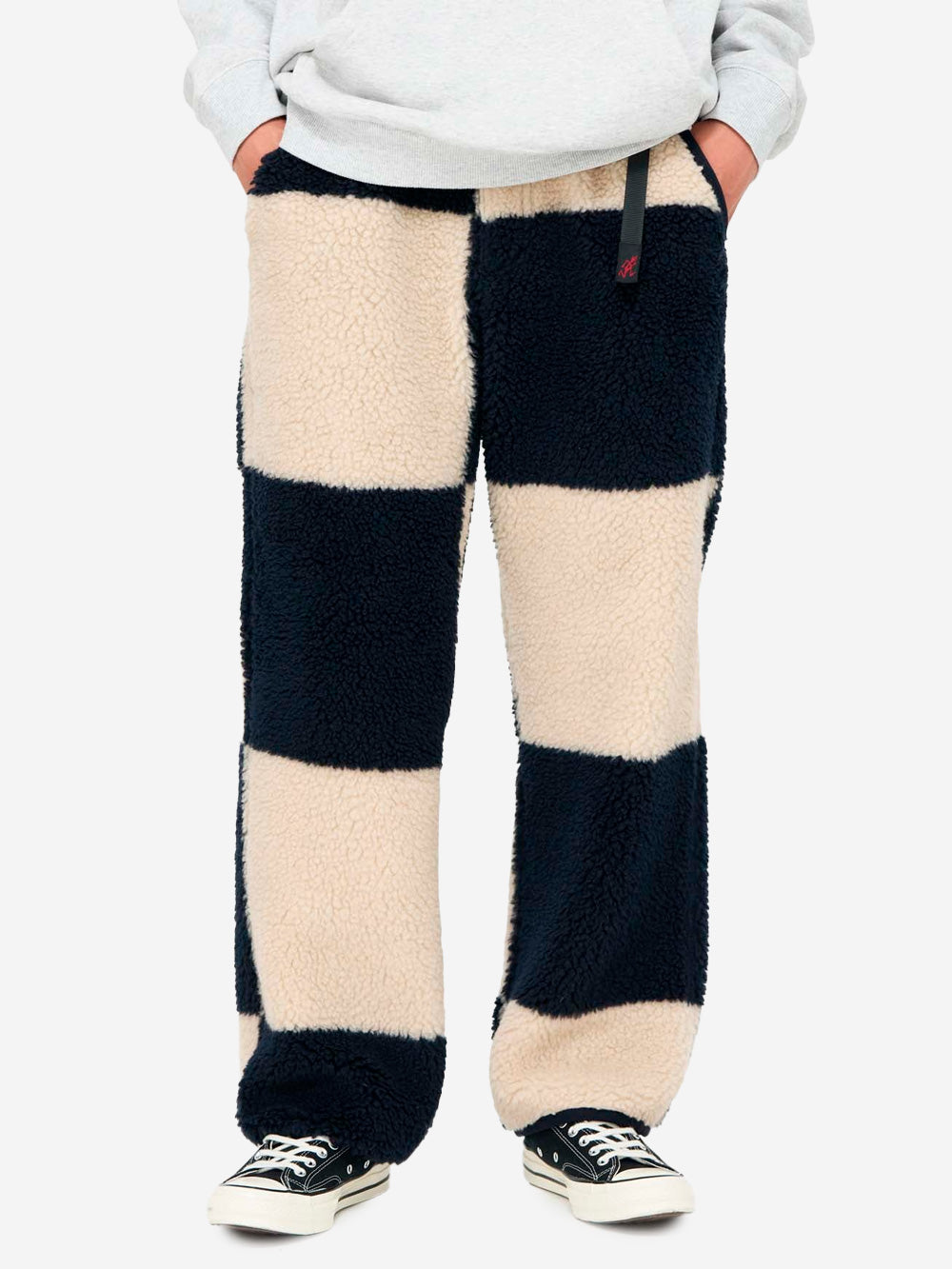 GRAMICCI M Pantaloni in pile sherpa a scacchi Navy Urbanstaroma