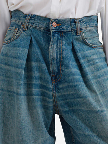 HAIKURE Jeans Candy Blue Tencel con pieghe Blu