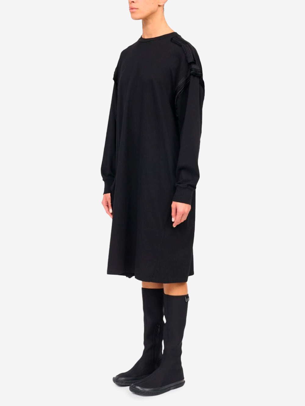 MM6 MAISON MARGIELA Abito maniche lunghe midi nero in cotone Nero Urbanstaroma