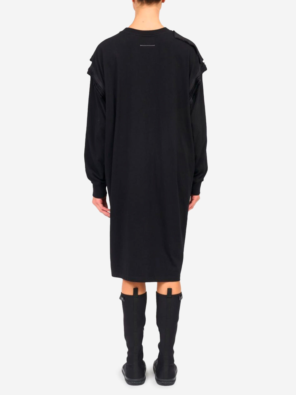 MM6 MAISON MARGIELA Abito maniche lunghe midi nero in cotone Nero Urbanstaroma