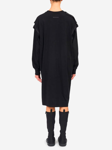 MM6 MAISON MARGIELA Abito maniche lunghe midi nero in cotone Nero