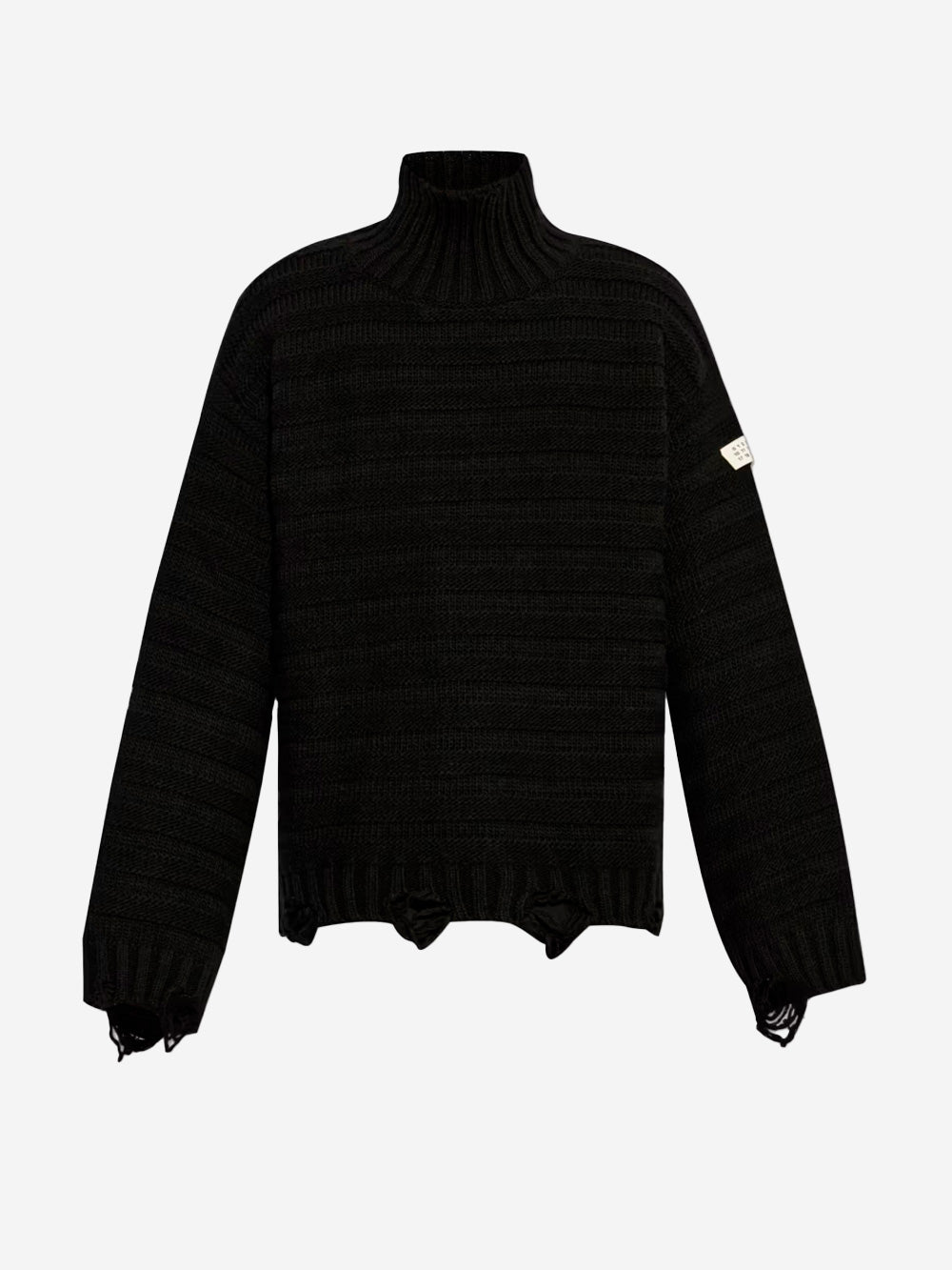 MM6 MAISON MARGIELA Pullover cropped distressed misto lana Nero Urbanstaroma