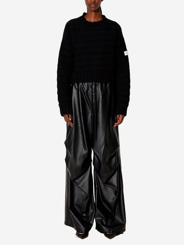 MM6 MAISON MARGIELA Pullover cropped distressed misto lana Nero