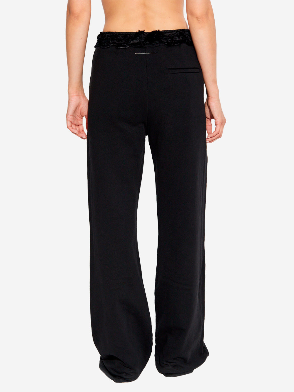 MM6 MAISON MARGIELA W Sweatpants neri con ruches in vita Nero Urbanstaroma