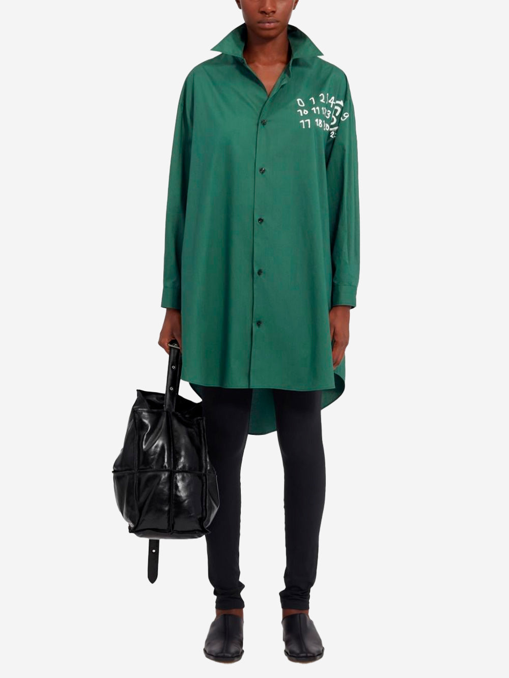 MM6 MAISON MARGIELA Abito camicia verde con logo numerico Verde Urbanstaroma