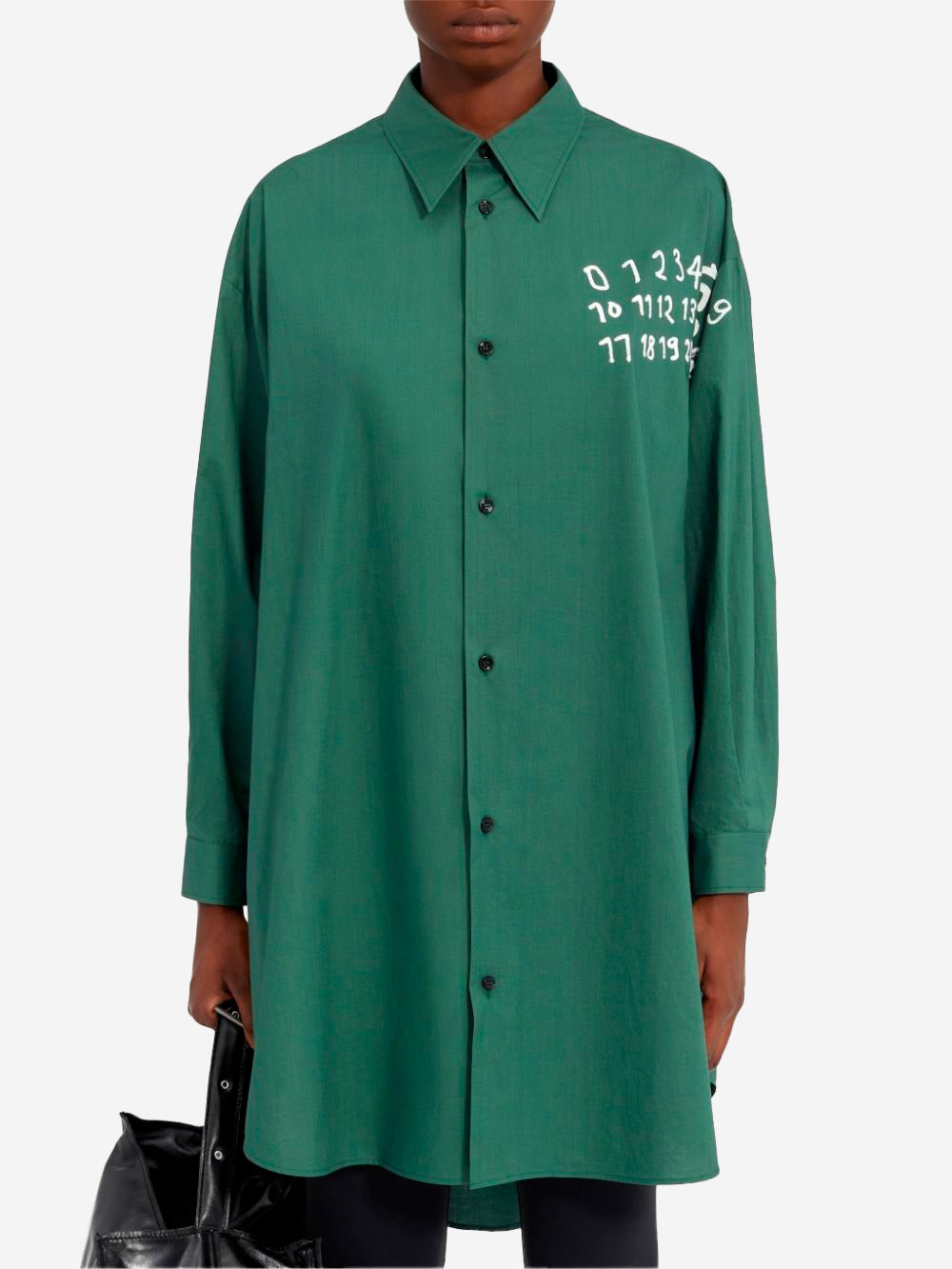 MM6 MAISON MARGIELA Abito camicia verde con logo numerico Verde Urbanstaroma