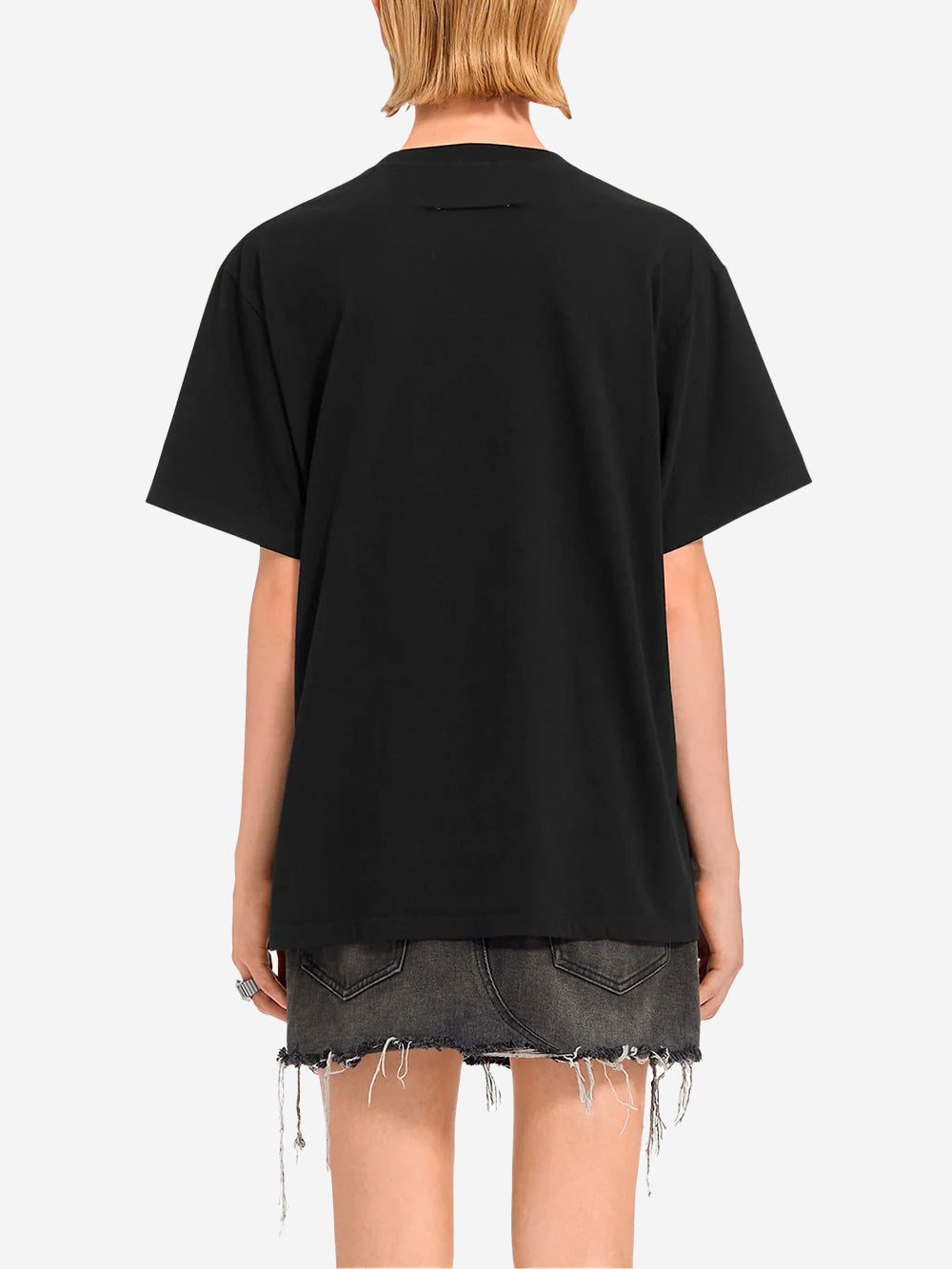 MM6 MAISON MARGIELA W T-shirt nera overisze con logo Nero Urbanstaroma