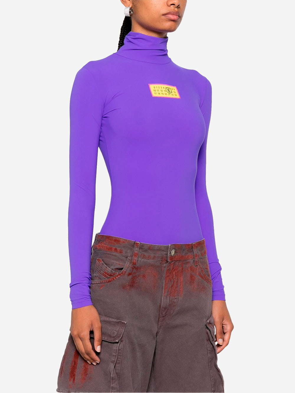 MM6 MAISON MARGIELA Body collo alto con logo Viola Urbanstaroma