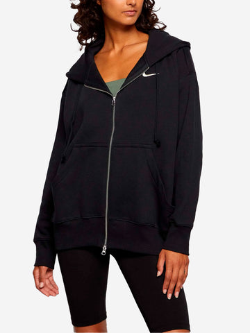 NIKE Felpa oversize con cappuccio e zip Phoenix fleece Nero