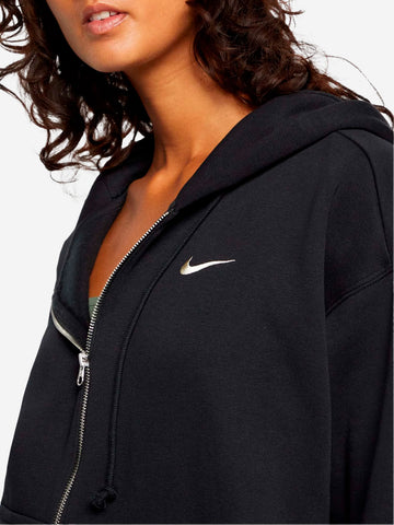 NIKE Felpa oversize con cappuccio e zip Phoenix fleece Nero