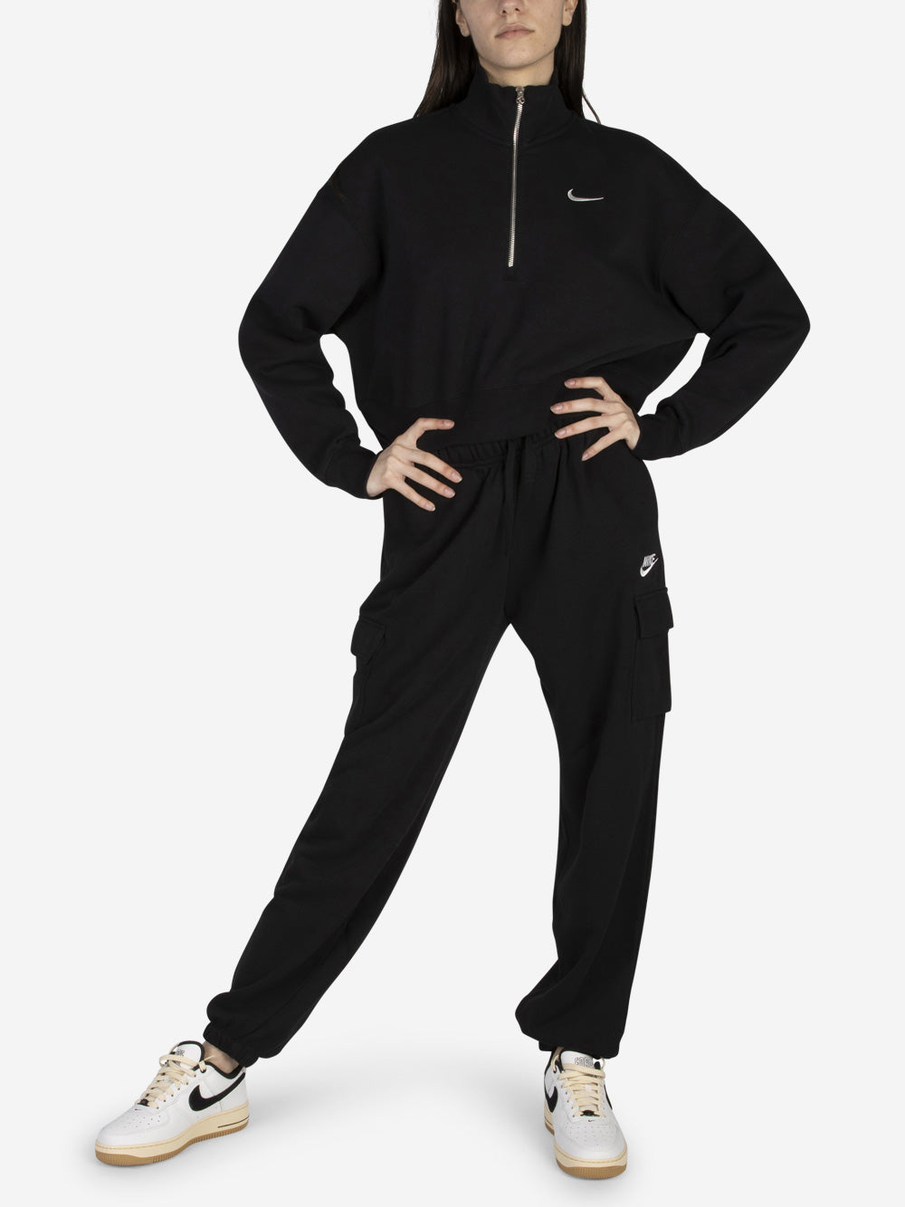 NIKE W Felpa nera Sportswear Phoenix Fleece Nero Urbanstaroma