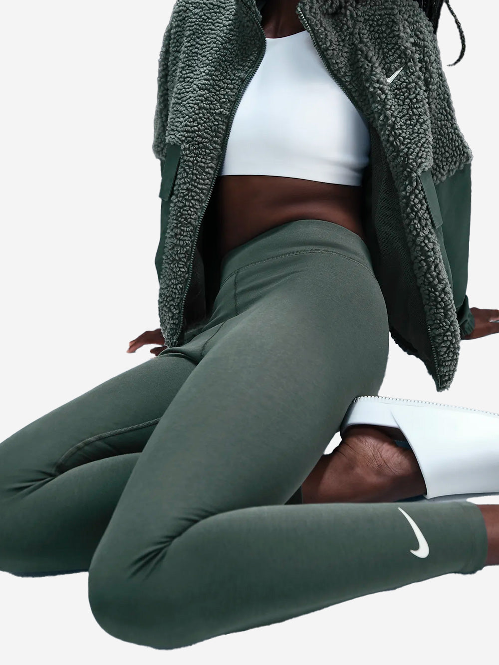 NIKE W Leggings verdi a 7/8 a vita alta verdi Verde Urbanstaroma