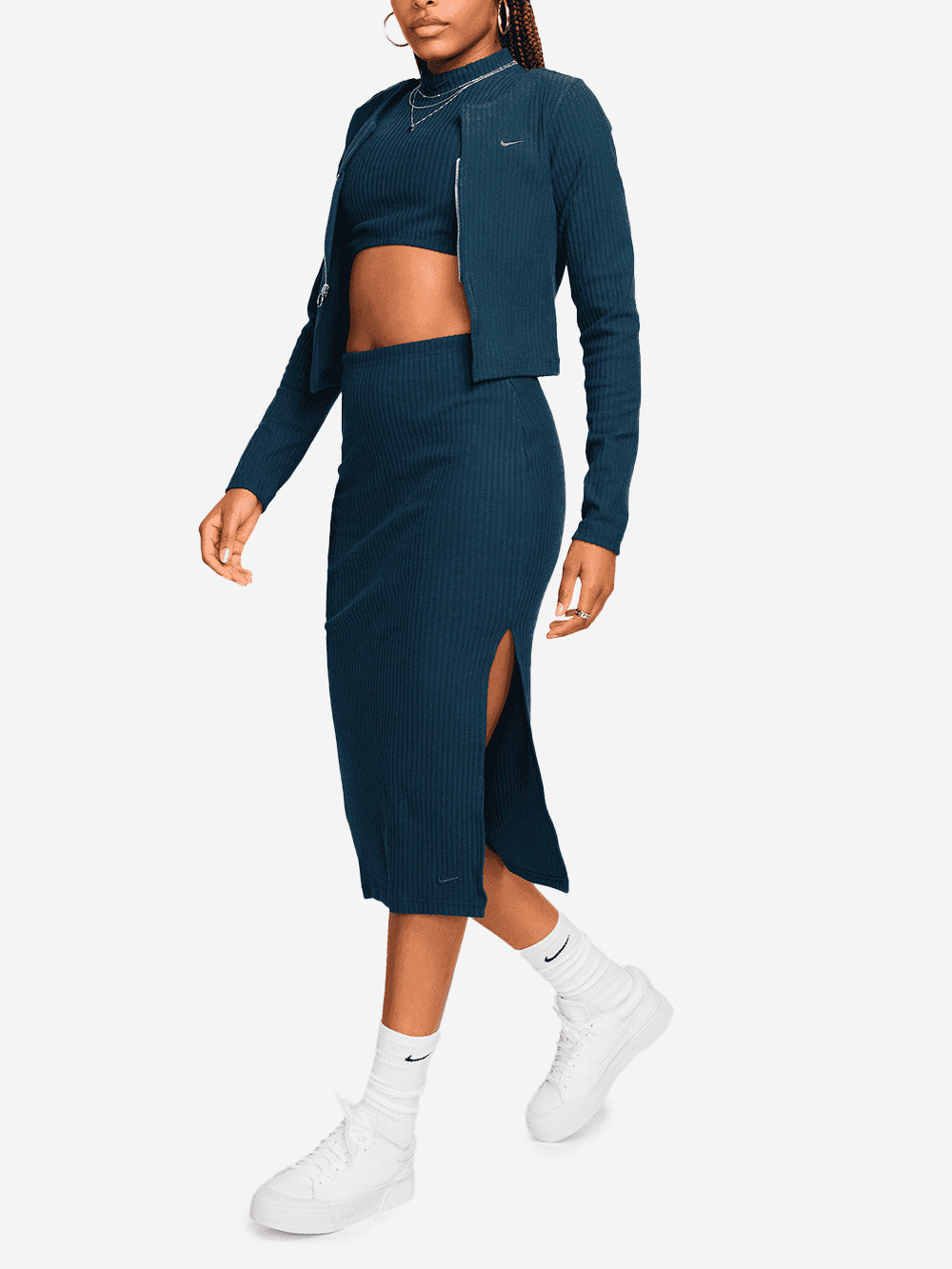 NIKE Gonna midi a costine Chill Knit blu Blu Urbanstaroma