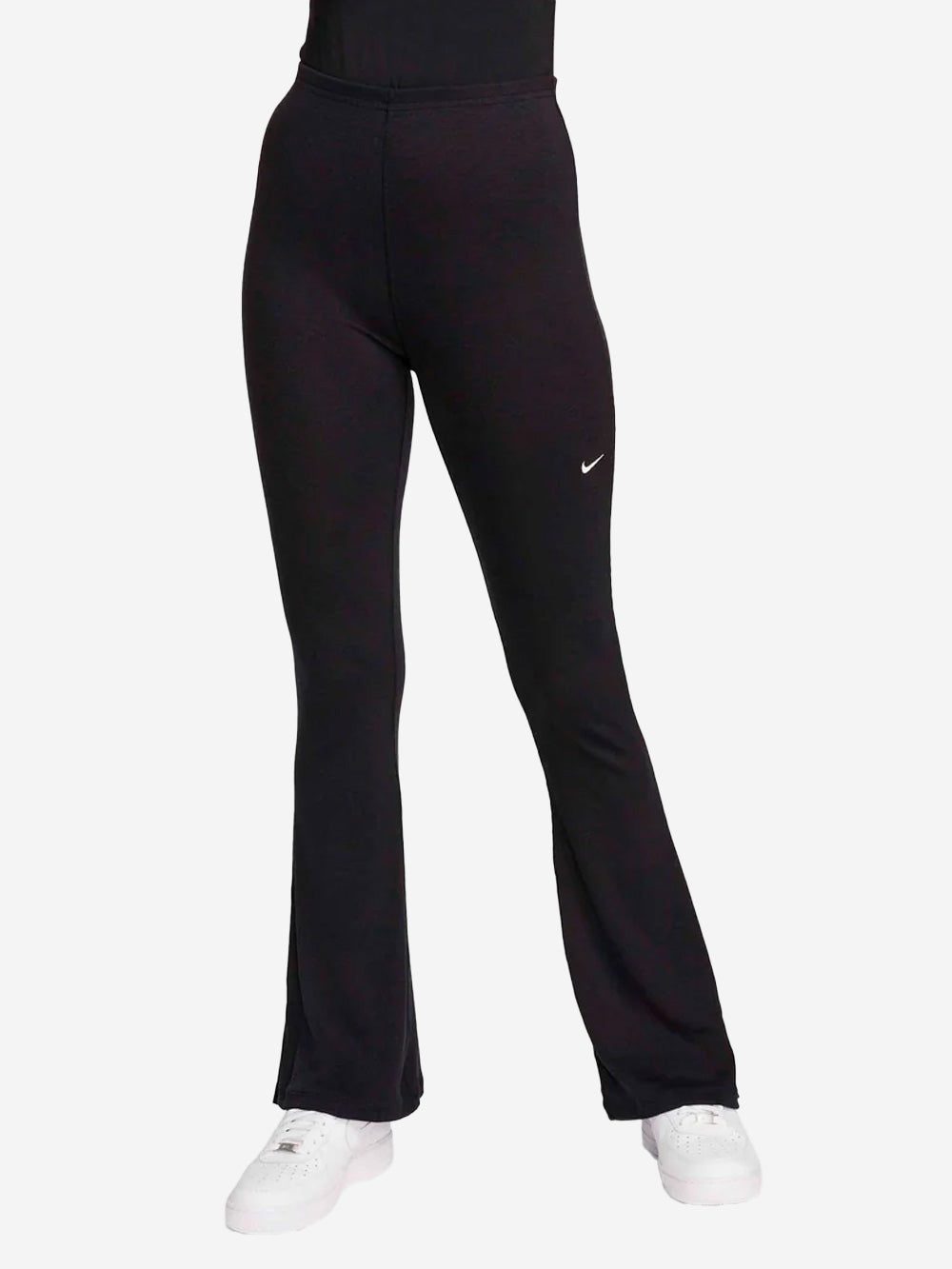 NIKE Leggings neri svasati aderenti con mini-costine Nero Urbanstaroma