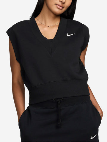 NIKE W Top corto senza maniche scollo a V Nero