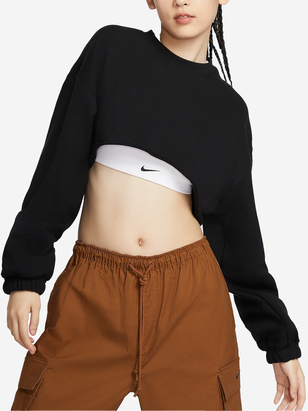 NIKE W T-shirt maniche lunghe oversize cropped Nero Urbanstaroma