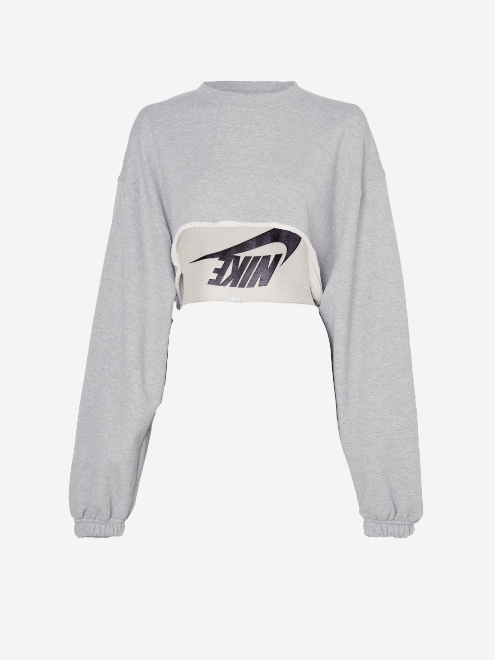 NIKE W T-shirt grigia maniche lunghe oversize cropped Grigio Urbanstaroma