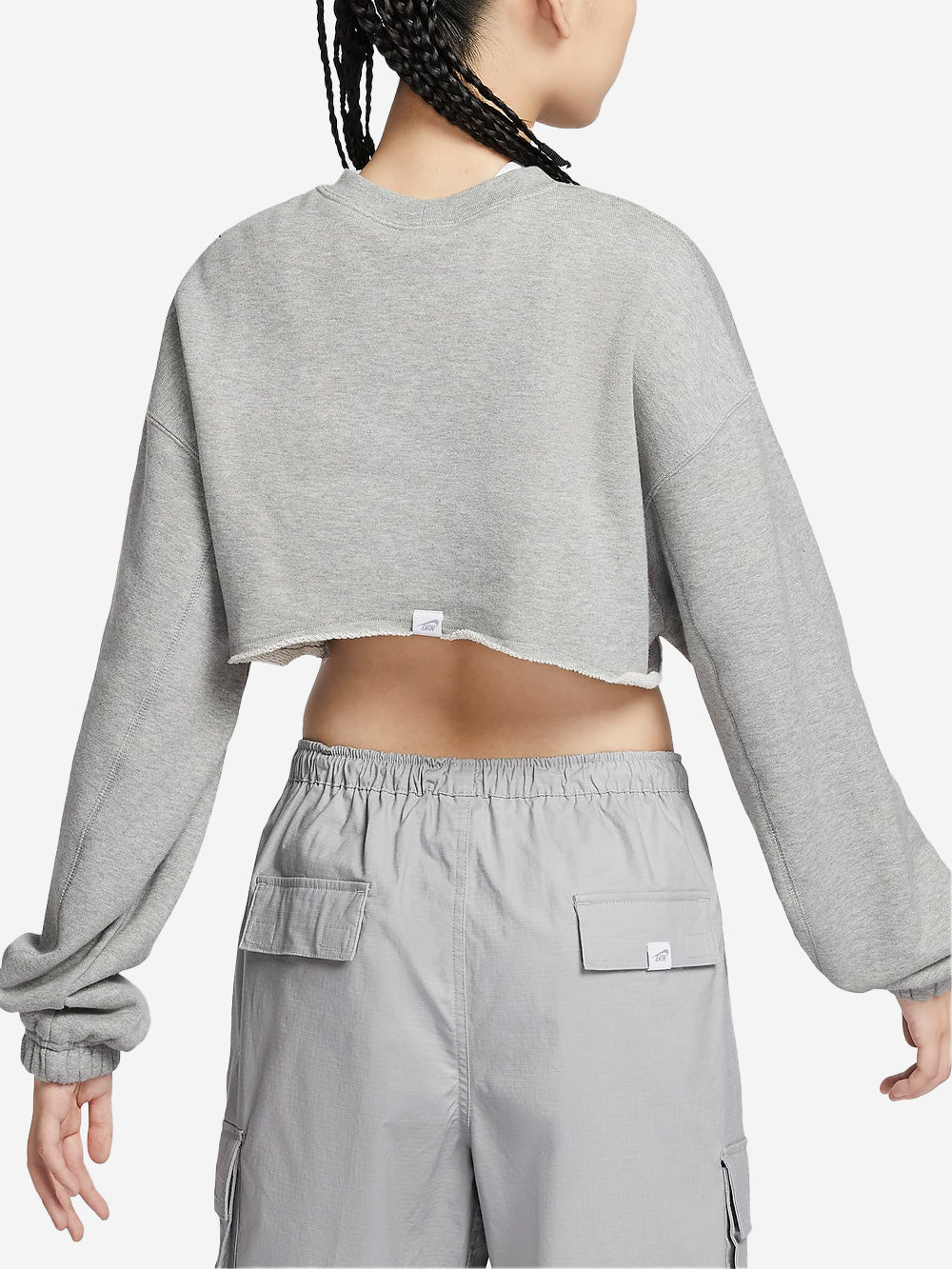 NIKE W T-shirt grigia maniche lunghe oversize cropped Grigio Urbanstaroma