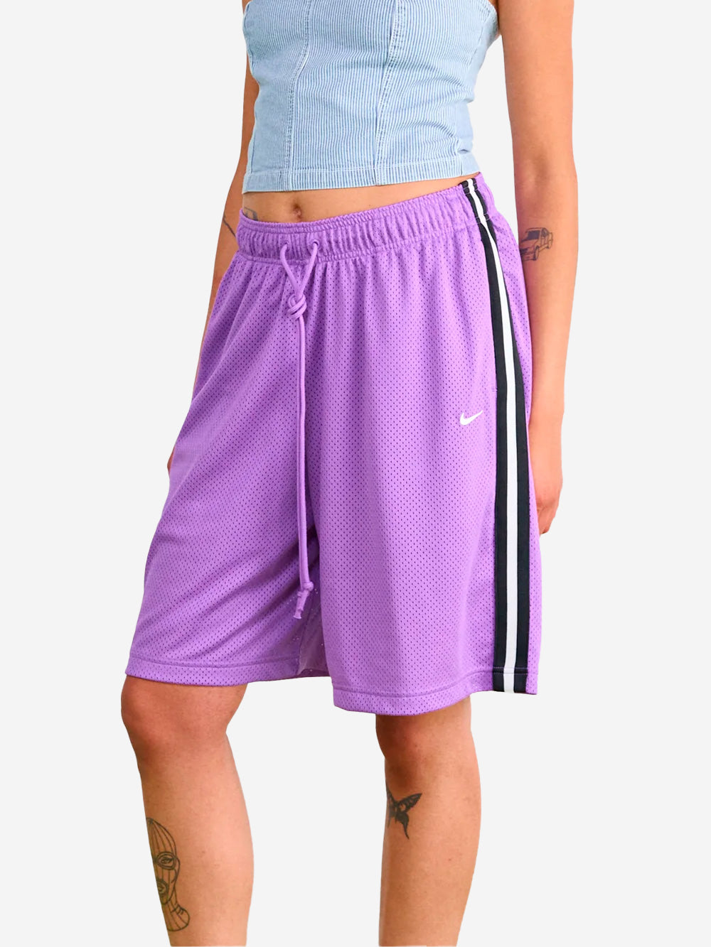 NIKE W Pantaloncini a vita media in rete oversize viola Viola Urbanstaroma