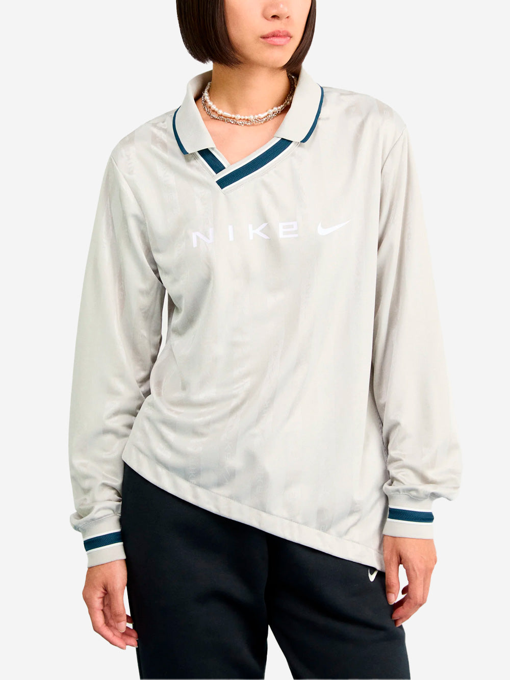 NIKE W maglia grigia jacquard maniche lunghe Grigio Urbanstaroma