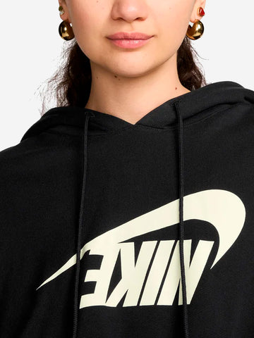 NIKE W NSW Felpa pullover corta con cappuccio Nero