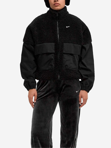 NIKE W Giacca in pile e ripstop Essential Cozy Nero