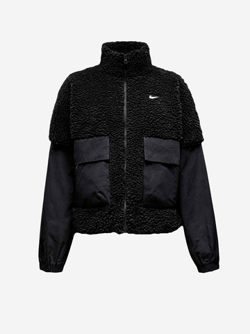 NIKE W Giacca in pile e ripstop Essential Cozy Nero