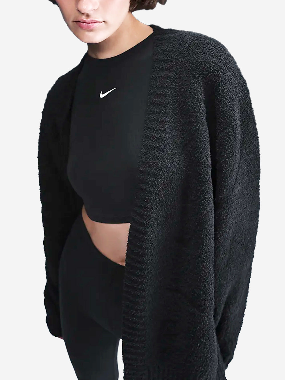 NIKE W Cardigan Phoenix Bouclé nero Nero Urbanstaroma