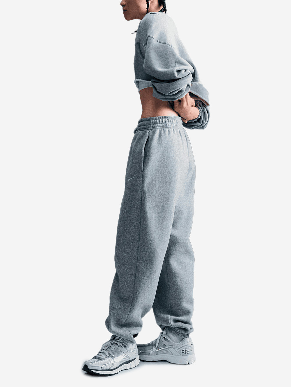 NIKE W Pantaloni tuta fleece oversize grigi Grigio Urbanstaroma