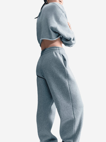 NIKE W Pantaloni tuta fleece oversize grigi Grigio