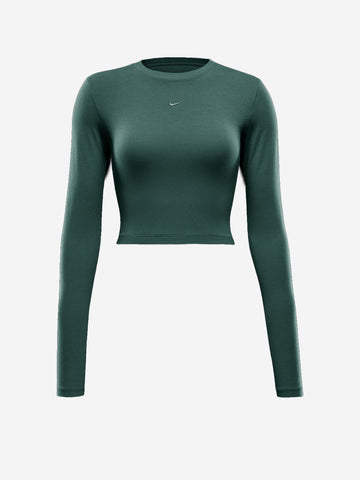 NIKE W Maglia maniche lunghe cropped verde Verde