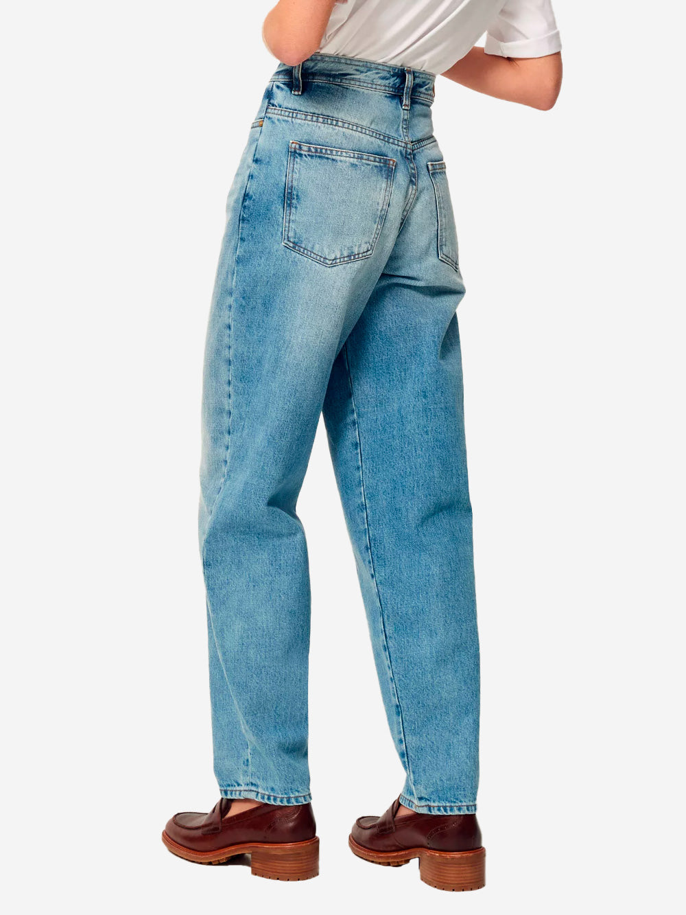 SESSUN Jeans blu a vita alta stonewash Blu Urbanstaroma