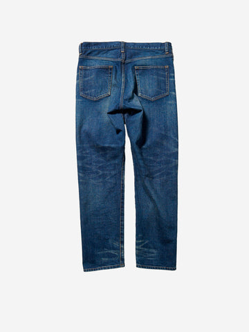 Damaged stretch denim tapered jeans