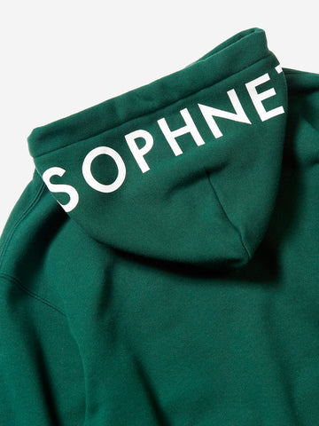 SOPHNET. Felpa verde con cappuccio e logo Verde