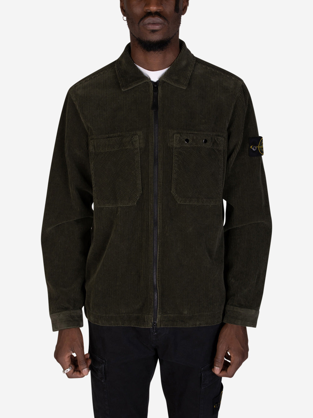 STONE ISLAND Overshirt velluto a coste muschio Muschio Urbanstaroma