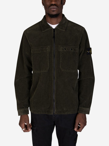 STONE ISLAND Overshirt velluto a coste muschio Muschio