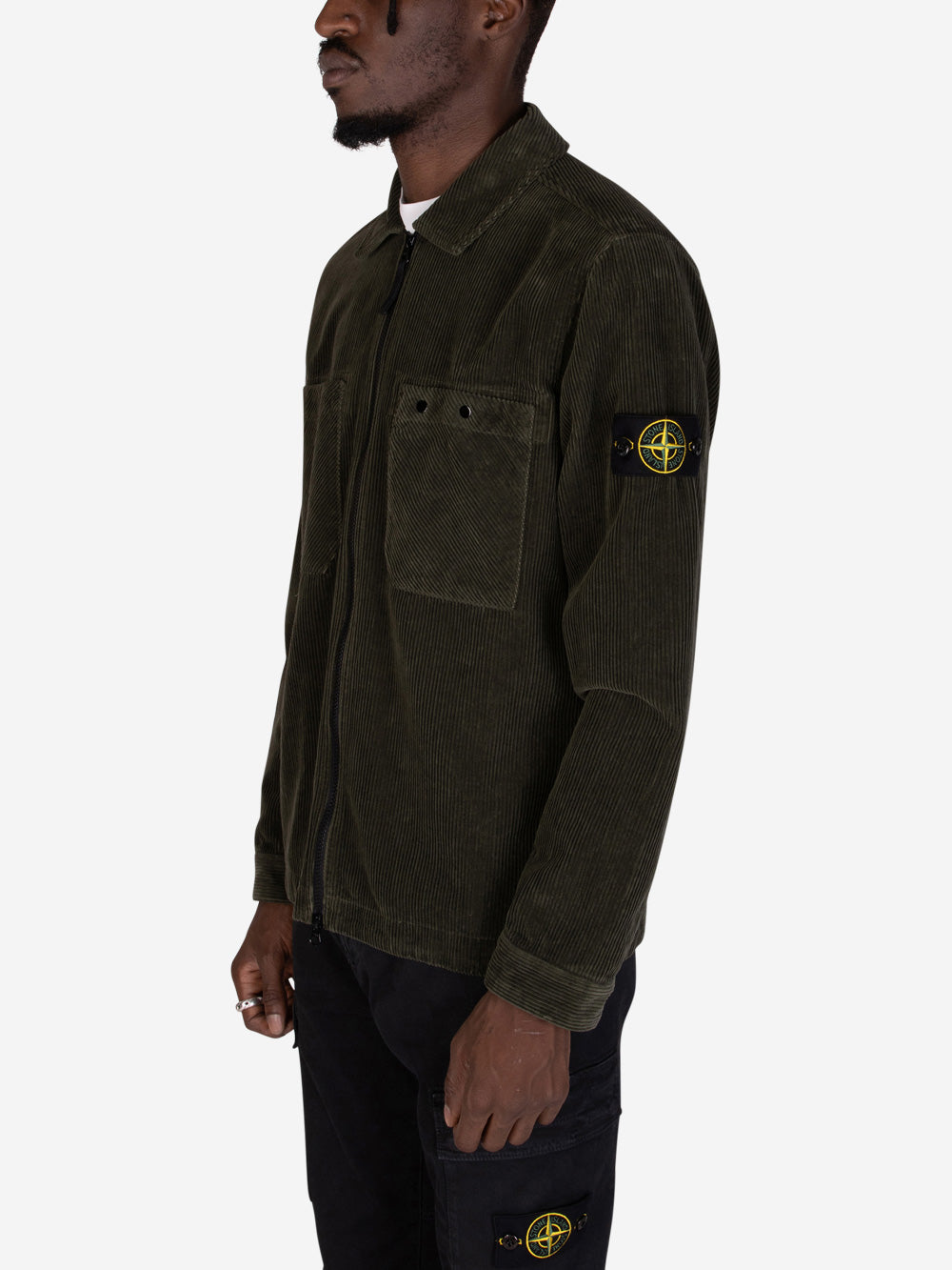 STONE ISLAND Overshirt velluto a coste muschio Muschio Urbanstaroma