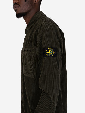 STONE ISLAND Overshirt velluto a coste muschio Muschio