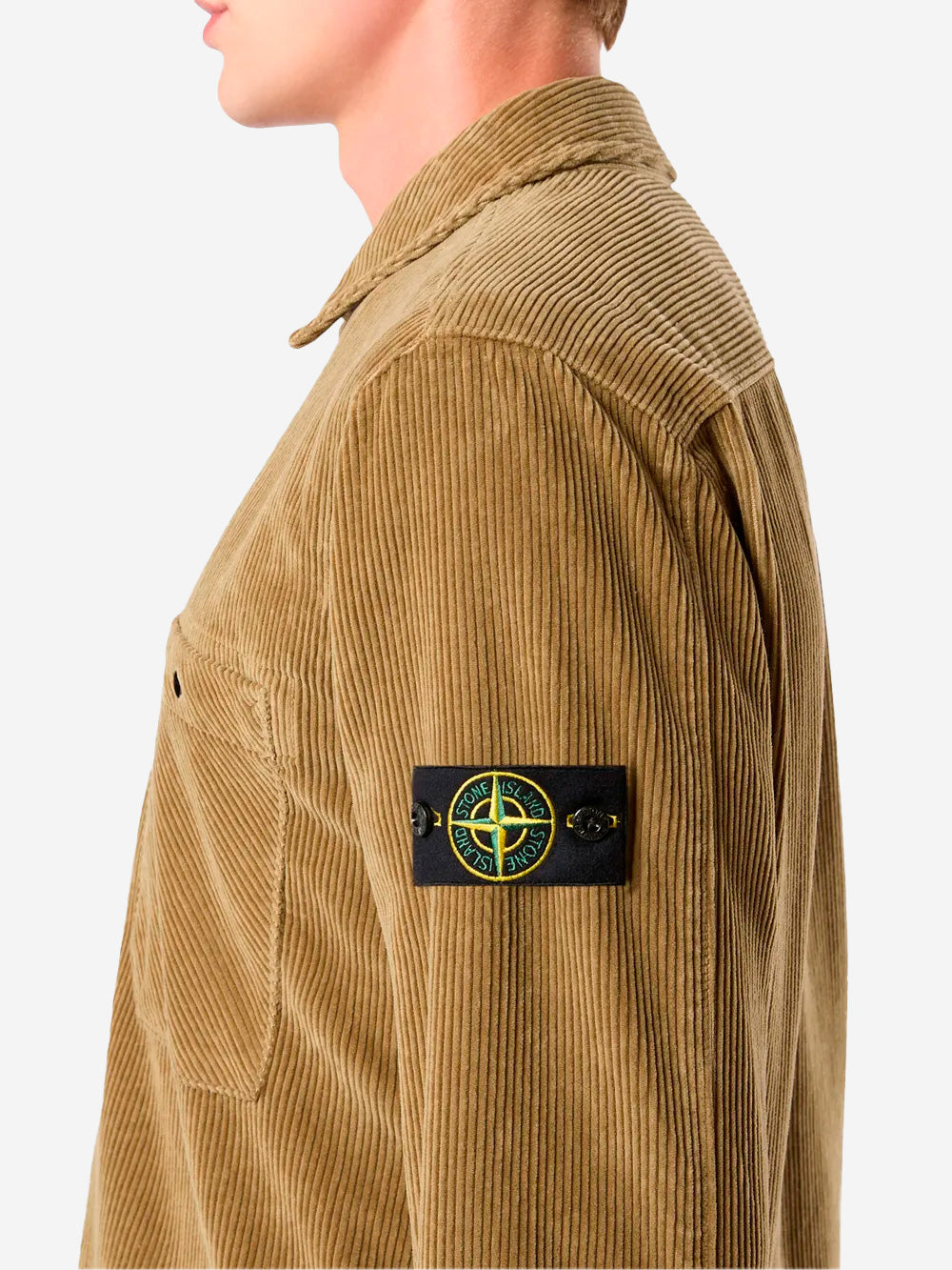 STONE ISLAND Overshirt velluto a coste biscotto Biscotto Urbanstaroma