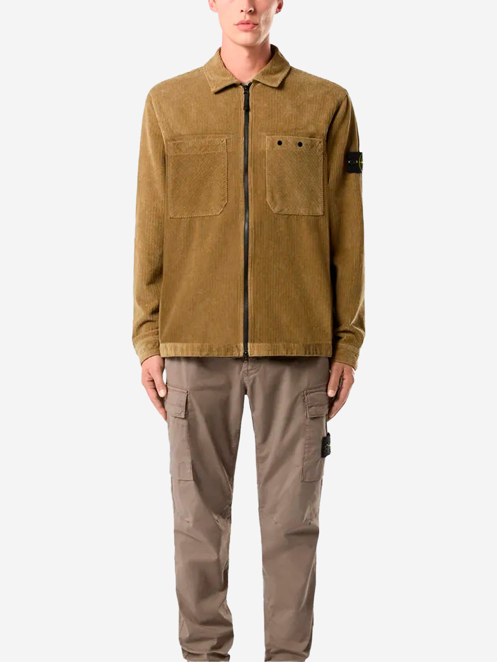 STONE ISLAND Overshirt velluto a coste biscotto Biscotto Urbanstaroma