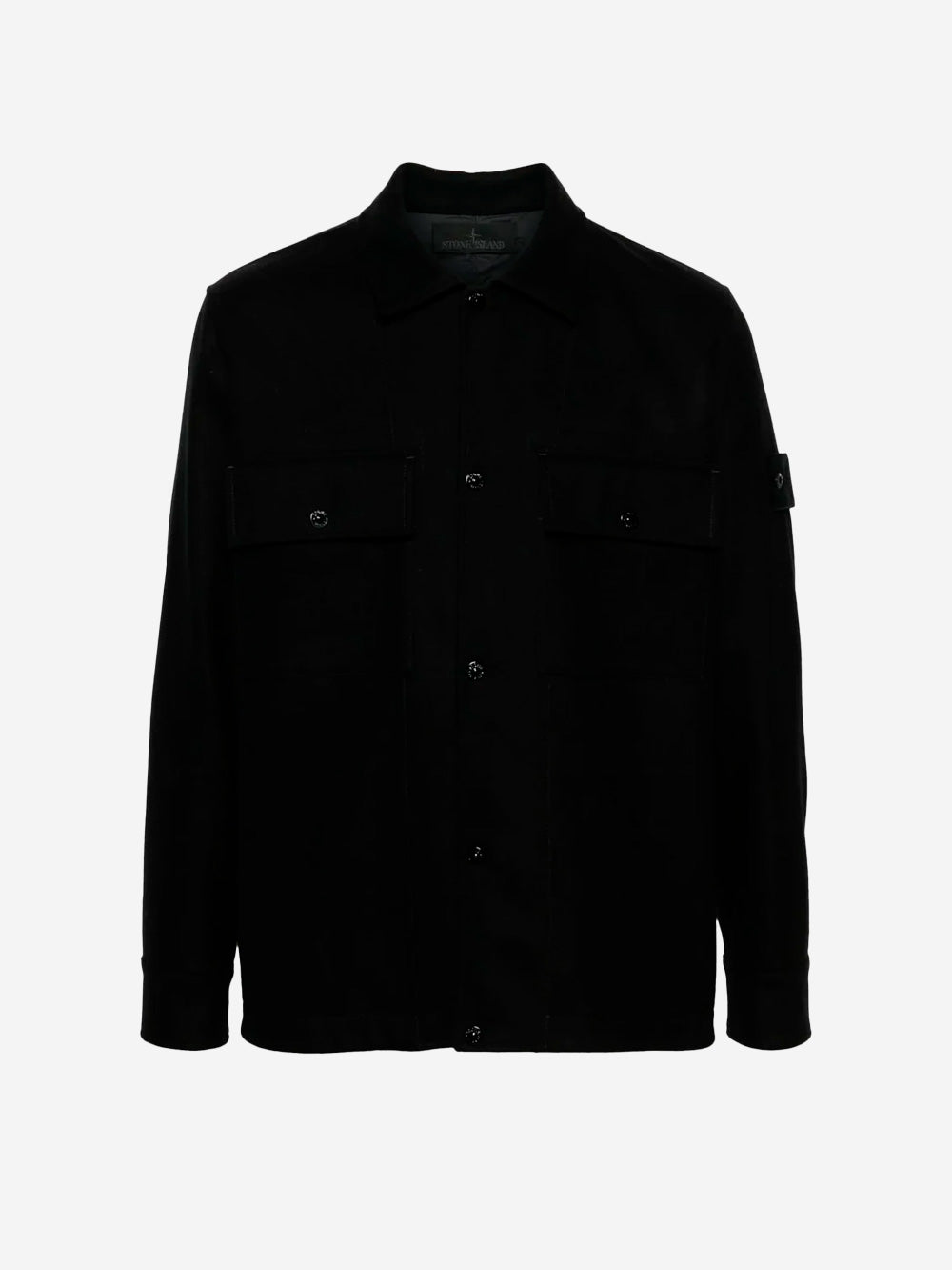 STONE ISLAND Overshirt misto lana Ghost nera Nero Urbanstaroma