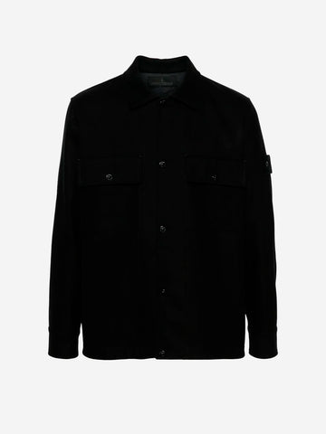 STONE ISLAND Overshirt misto lana Ghost nera Nero