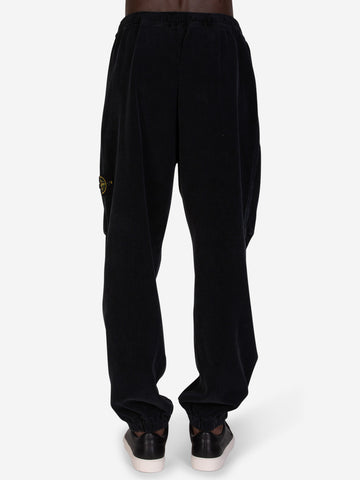 STONE ISLAND Pantaloni loose a costine neri Nero