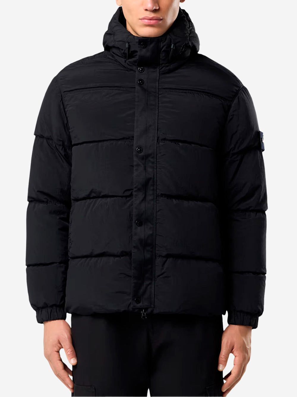 STONE ISLAND Piumino Econyl imbottito antigoccia con cappuccio Nero Urbanstaroma